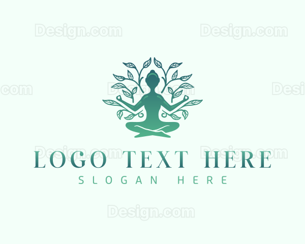 Woman  Wellness Yoga Leaf Logo