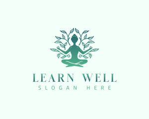 Woman  Wellness Yoga Leaf logo design