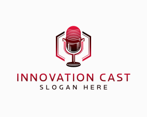 Podcast Microphone Broadcast logo design