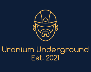 Yellow Monoline Hardhat Miner logo design