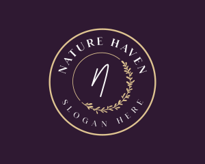 Nature Leaf Wreath logo design