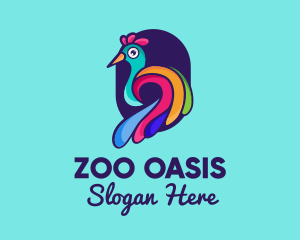 Colorful Peacock Zoo logo design