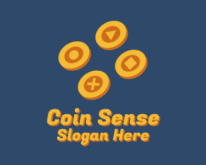 Gaming Controls Gold Coins logo design