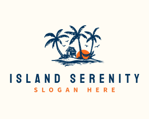 Beach Island Sunset logo design