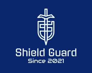 Sword  Shield Outline logo design