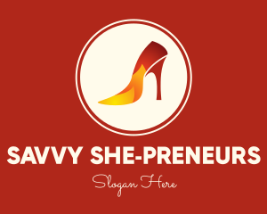 Fire Stiletto Heel logo design