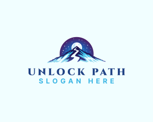 Mountain Peak Trail Moon logo design