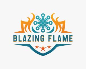 Cooling Heating Snowflake Shield logo design