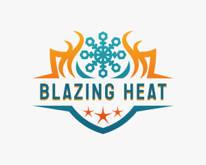 Cooling Heating Snowflake Shield logo design