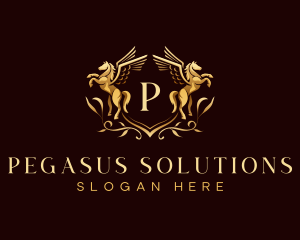 Luxury Pegasus Crest logo design