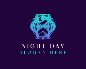 Cosmic Night Hourglass logo design