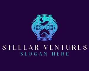 Cosmic Night Hourglass logo design