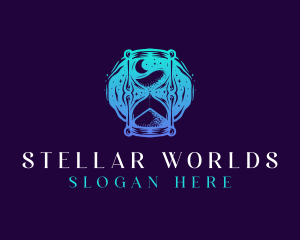 Cosmic Night Hourglass logo design