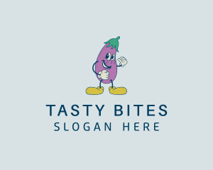 Veggie Eggplant Cartoon logo