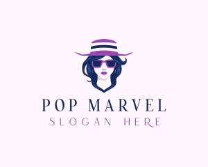 Lady Hat Fashion logo design