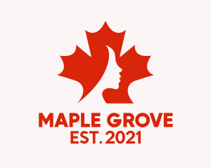 Red Maple Leaf Woman logo design