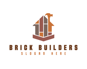 House Bricks Hammer logo design