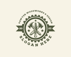 Hammer Chisel Woodworking  logo design