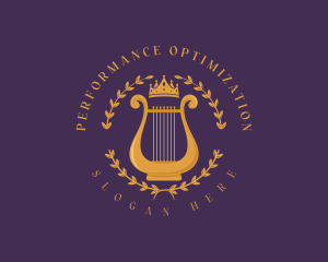 Musical Lyre Harp logo design