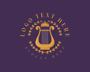Classical - Musical Lyre Harp logo design