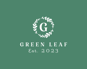 Leafy Natural Wreath logo design