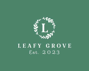 Leafy Natural Wreath logo design