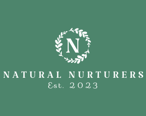 Leafy Natural Wreath logo design