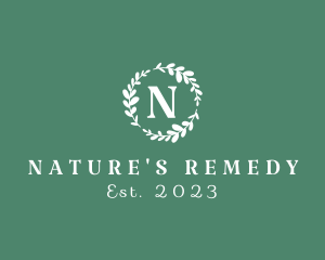 Leafy Natural Wreath logo design