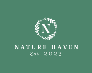 Leafy Natural Wreath logo design