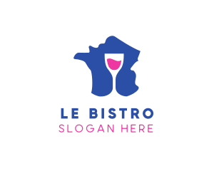 France Wine Glass logo design