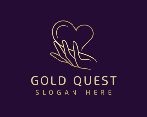 Gold Valentine Heart Hand logo design