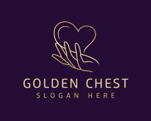 Gold Valentine Heart Hand logo design