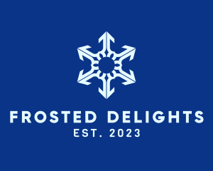 White Winter Snowflake  logo design