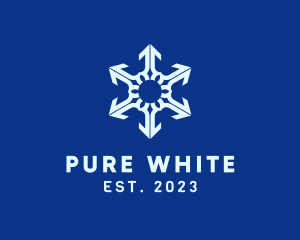 White Winter Snowflake  logo design