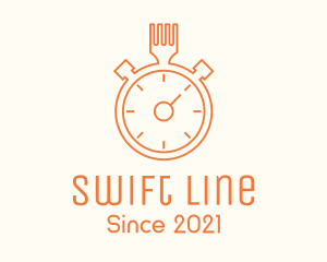 Fork Stopwatch Line Art  logo design