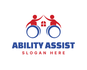 Wheelchair Home Person logo design