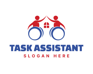 Wheelchair Home Person logo design