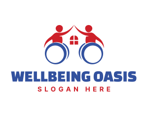 Wheelchair Home Person logo design