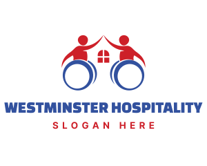 Wheelchair Home Person logo design