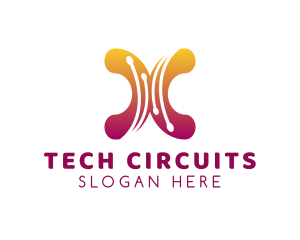 Tech Circuitry Letter X logo