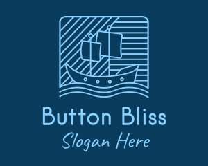 Blue Boat Line Art logo design