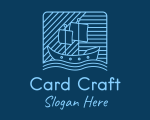 Blue Boat Line Art logo design