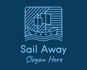 Blue Boat Line Art logo