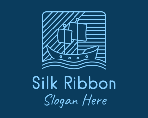 Blue Boat Line Art logo design