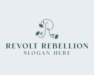 Floral Minimalist Letter R  logo design