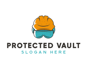 Construction Hard Hat Safety Goggles logo design