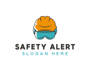 Construction Hard Hat Safety Goggles logo design