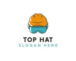 Construction Hard Hat Safety Goggles logo design