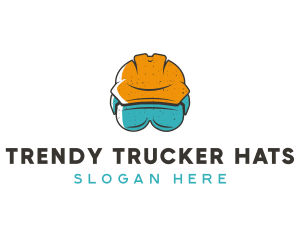 Construction Hard Hat Safety Goggles logo design