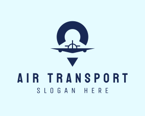 Blue Airplane Location logo design